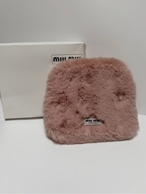 Miu Miu Pink Faux Fur Cosmetic Bag NWT